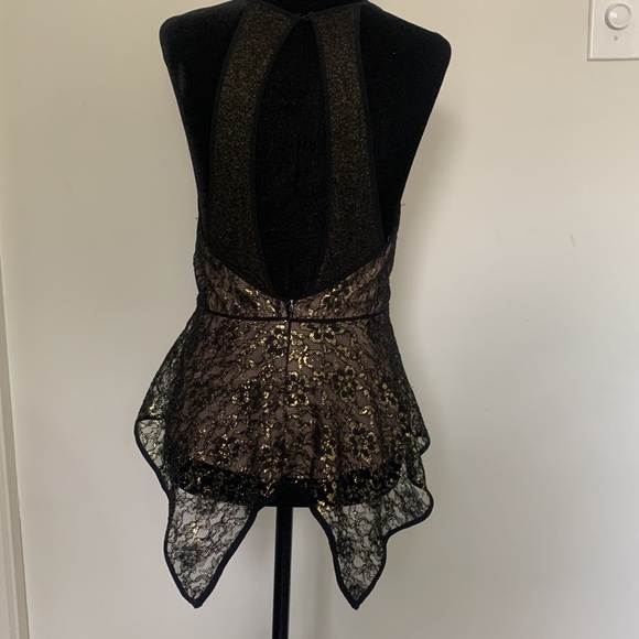 Black and Good Thread High Neck Peplum Top - Picture 4 of 4